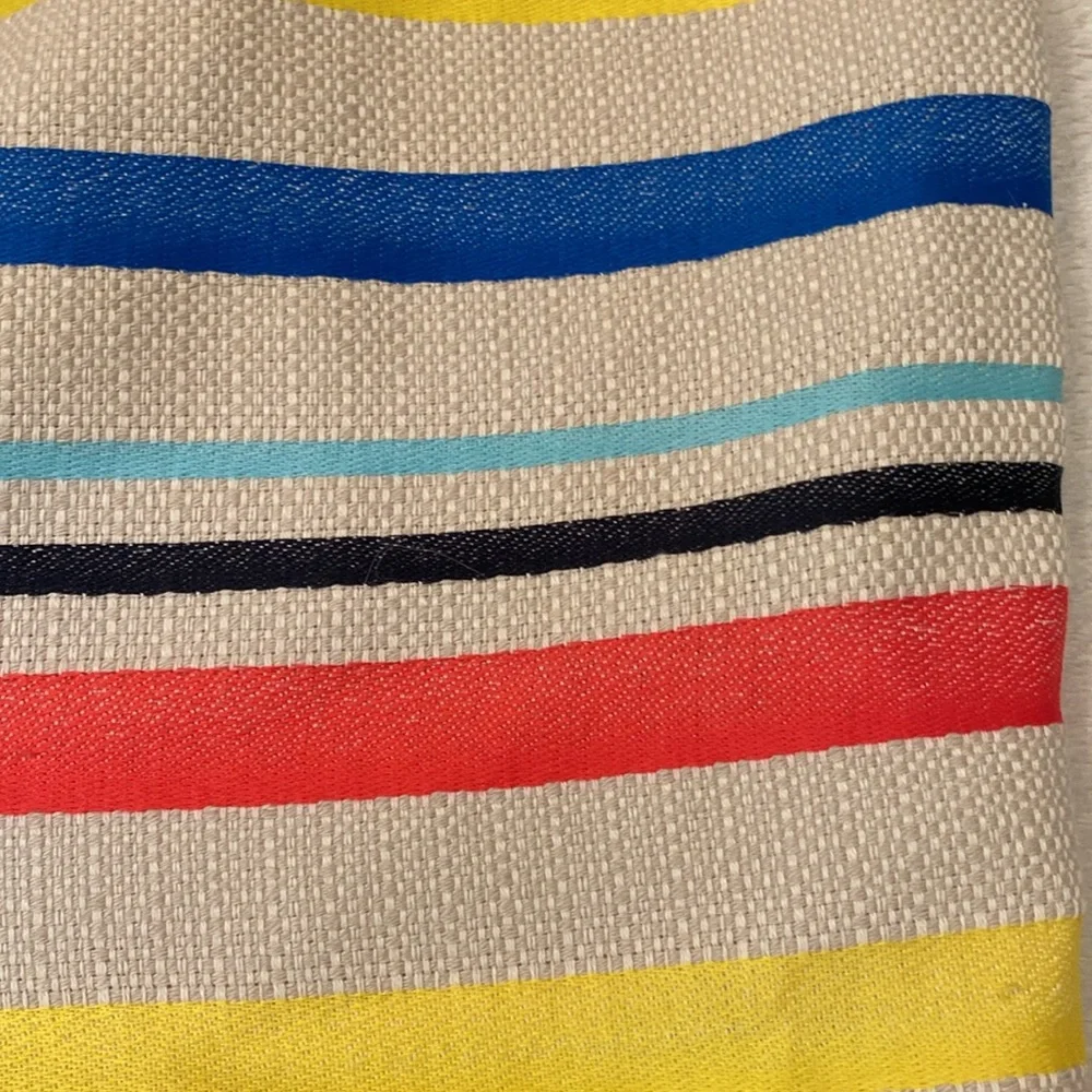 J Crew colorful blue yellow deep pink beige stripes pencil skirt NWT Sz 8P